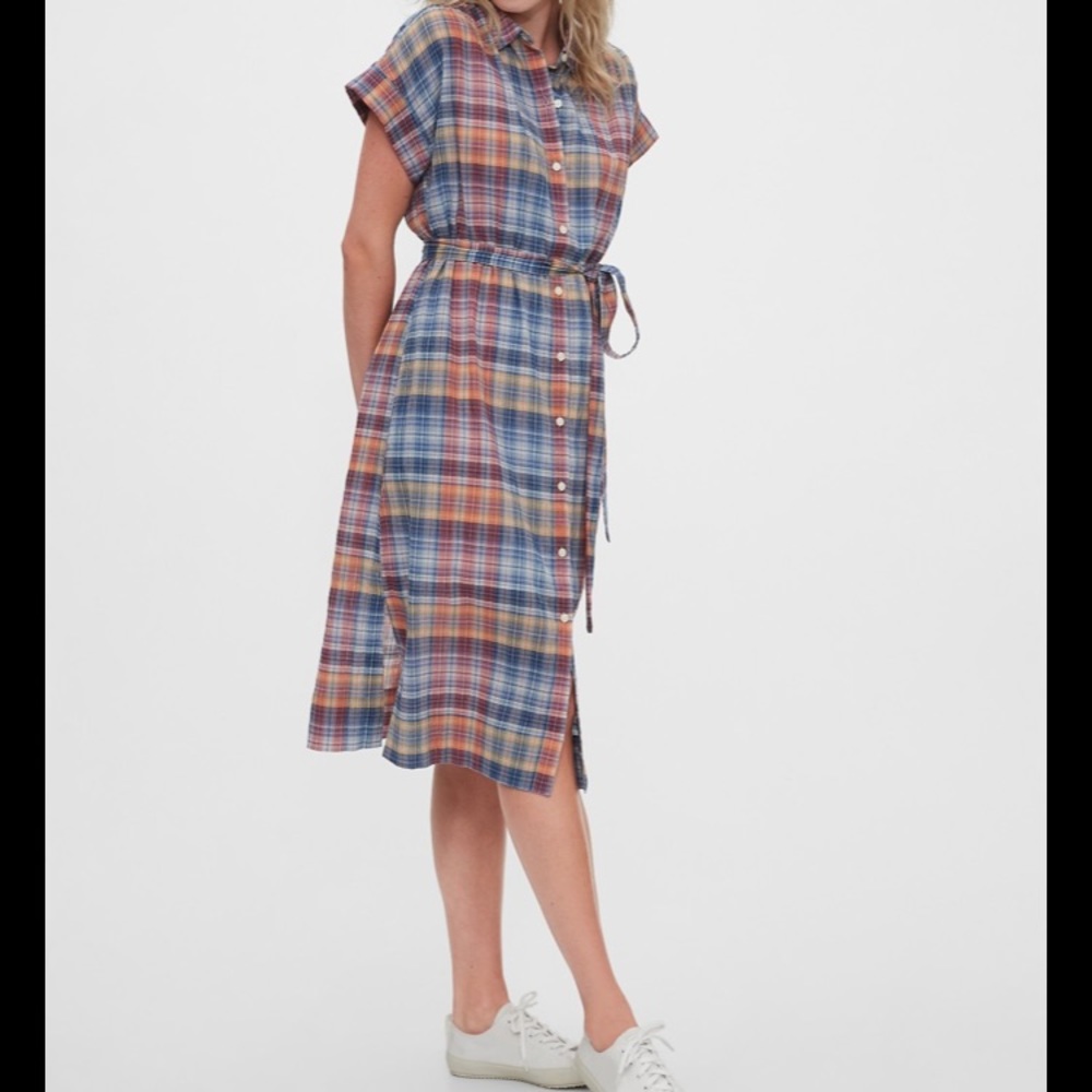 Gap Plaid Belted dress NWT Large